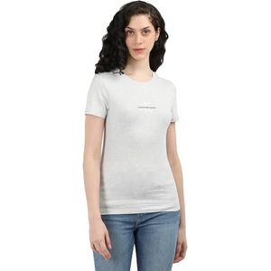 Calvin Klein Jeans Monologo Slim Tee J20j223563 T-shirt S/S dames, Grijs (ivoor grijs gemêleerd)