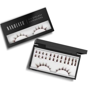 Nanolash clusterwimpers om zelf aan te brengen, 36 wimperclusters, doe-het-zelf wimperextensions, doe-het-zelf wimpers, clusterwimpers (bruin, FLIRTY)