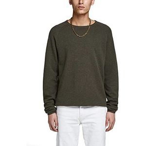 Jack & Jones Jjehill Knit Crew Neck Noos Sweatshirt voor heren, Groen (Olive Night Detail: Melange)