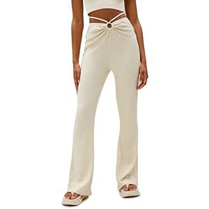 Koton Pantalon pour femme Coupe Détail Flare Leg Pantalon, Beige (060), XXL