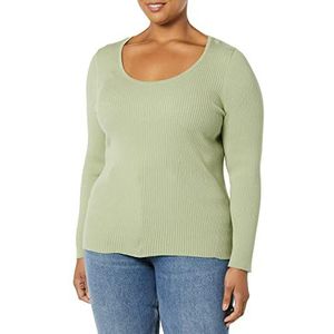 Amazon Essentials Pull extensible à manches longues et encolure dégagée pour femme (disponible en grande taille) (anciennement rituel quotidien), vert sauge clair, taille 3X