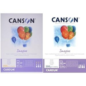 Canson 200006007 Imagine Mix-Media Papier, A3, rein weiß & 200006008 Imagine Mix-Media Papier, A4, rein weiß