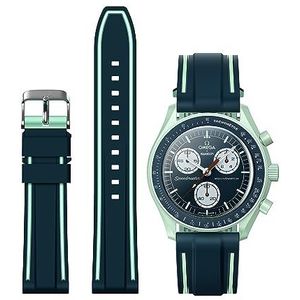 Stanchev reservehorlogeband voor Omega X Swatch MoonSwatch Rolex Seiko 20 mm, van zachte siliconen, snelmontage-systeem, uniseks
