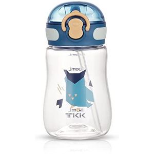TITIROBA TKK drinkfles voor kinderen, 250 ml, met Tritan-rietje, BPA-vrij, blauw