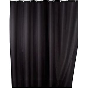 WENKO Anti-schimmel douchegordijn uni zwart 180x200cm polyester inclusief ophangringen