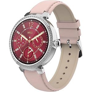 SMARTY2.0 - Smartwatch SW062B – roze/rood – bluetooth-oproep, slaapbediening, cardio-frequentie, real-time hartslagmeting, IP67 – PU-armband – afmetingen 39,8 x 10,5 mm (roze/rood)