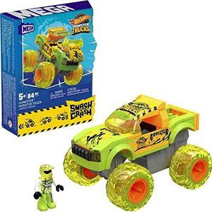 MEGA Hot Wheels Monster Trucks Smash en Crash Gunkster autobouwset met 84 delen en 1 mini-actiefiguur, groen, cadeau-ideeën voor kinderen vanaf 5 jaar - HNG52