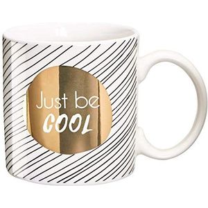 DRAEGER PARIS | mok Black & Gold fijn porselein ""Just Be Cool"" | cadeau-idee mok humor relax, zen, zachte wekker, goede dag | theekopje, koffiekop met geschenkdoos