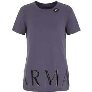 Armani Exchange Duurzaam, normale pasvorm, glanzend logo dames T-shirt, Lila.