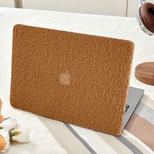 GABraden Compatibel met MacBook Air 13 inch versie 2018-2020 (A2337 M1 A2179 A1932) met Touch ID en set van 2 toetsenbordbeschermers, synthetisch huidpatroon voor laptop (bruin pluche)
