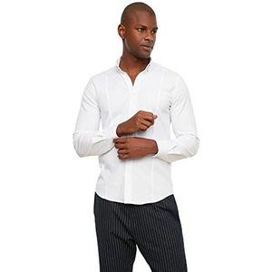 Trendyol button t-shirt heren slim fit, Wit