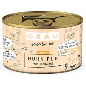 Grijs, het origineel, natvoer voor honden, pure kip, 6 stuks (6 x 200 g) monoproteïne voor volwassen honden