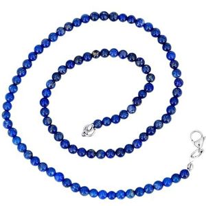 Taddart Minerals Halsketting van natuursteen, lapis lazuli met ballen, 4 mm en 45 cm lang, handgemaakt, lapis lazuli, lapis lazuli, Lapis lazuli, Lapis lazuli