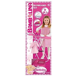 Dimian BD9306-217WB Bambolina strijkplank met strijkijzer, 13-delig, inclusief kinderaccessoires, roze