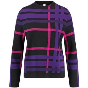 Gerry Weber 44713 damessweater, Zwart met vierkanten