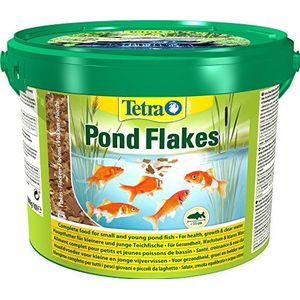 Tetra Pond Flakes enkel voer voor tuinvijver en siervissen, geschikt voor kleine vissen, jonge vissen, angstvissen, 10 l