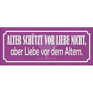 Schatzmix Metalen bord met spreuk Alter Schutz vor Liebe nicht Metalen schild 27 x 10 cm kleurrijk
