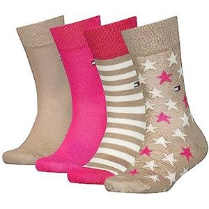 Tommy Hilfiger Stars & Stripes Kindersokken, uniseks, zand/roze combo