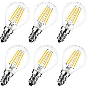 LVWIT Ledlamp, E14, 4 W, 470 lumen, komt overeen met 40 W, gloeilamp, retro, 2700 K, warm wit, niet dimbaar, 6 stuks