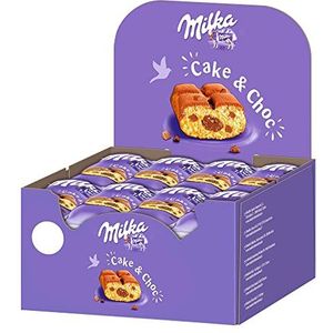 Milka Cake & Choc, Zacht cakeje gevuld met melkchocolade, display met 24 verpakkingen (35 g)