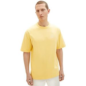 TOM TAILOR 1036353 Heren Basic T-shirt met print (1 stuk), 16719 - maïsgeel
