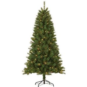 Giftsome Kunstkerstboom met LED-verlichting, flexibele takken, warm wit licht, 155 cm, groen