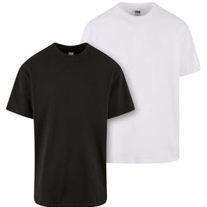 Urban Classics Set van 2 oversized zware T-shirts voor heren, Zwart/Wit