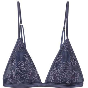 Women'secret Soutien-gorge triangle naturel brodé en tulle, bleu moyen, taille 36B, bleu moyen, 95B