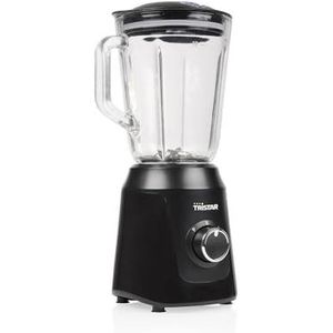 Tristar Blender, 1 liter glazen container, 2 snelheden, pulsfunctie voor het malen van ijs, vaatwasmachinebestendige onderdelen, zwart, 350 W, smoothie maker BL-4482