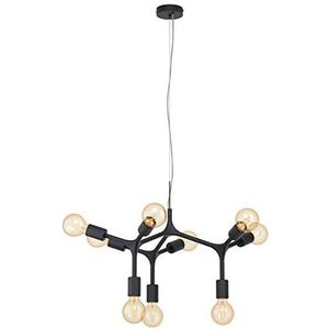 Eglo Bocadella Hanglamp, 9-lichts, industrieel, modern, hanglamp in zwart staal, eettafellamp, woonkamerlamp met E27-fitting