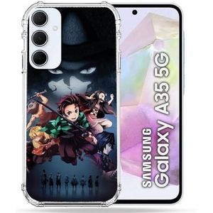 Cokitec Versterkte hoes voor Samsung Galaxy A35 5G Manga Demon Slayer zwart