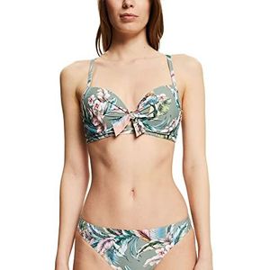 ESPRIT Gerecycleerd: Bikini met tropische print, Licht Khaki.