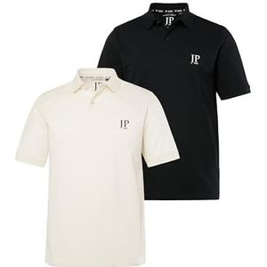 JP 1880 JP 1880 Poloshirts, basic, 2-pack, piqué, katoen, poloshirt voor heren, Gebroken wit