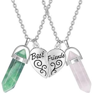 Vriendschapsketting voor 2, vriendschapsketting voor 2 meisjes, vriendschapsketting voor 2 beste vriend, paar, kristallen hangers, hart, beste vriendenketting, cadeau voor verjaardag, afstuderen van