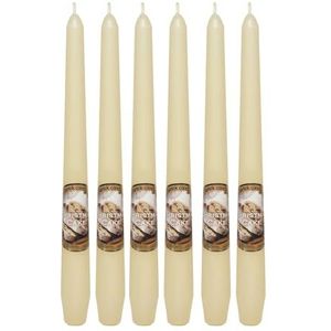 Dekohelden24 Set van 6 kerstkaarsen met vanillegeur - Ivoor/vanille vanille noppengeur - Afmetingen: H x Ø ca. 25 x 2 cm - 60 g