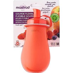 mastrad - Frutti Pot - Navulbare en herbruikbare drinkfles - voor het vervoer van puree, compote en yoghurt - klein en groot - 250 ml - luchtdicht - BPA-vrij - rood