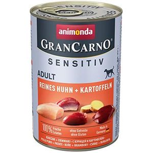 GranCarno Sensitiv Adult Animonda hondenvoer, nat voer voor volwassen honden, pure kip + aardappel, 6 x 400 g