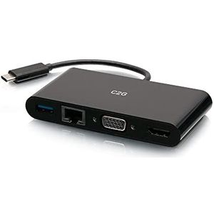 C2G USB-C naar HDMI VGA RJ45 adapter wit compatibel met MacBook Pro/Air, iPad Pro/Air, Galaxy, Surface Pro, XPS enz.