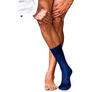 FALKE heren nr. 9 ademende sokken katoen lichte glans versterkt platte naad effen tenen hoge kwaliteit elegante voor kleding en werk 1 paar, Blauw (Royal Blue 6000)
