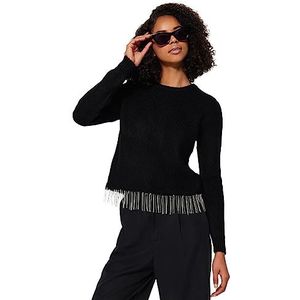 Trendyol Basic gebreide trui met ronde hals regular fit damessweater (1 stuk), zwart.