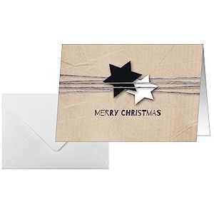 SIGEL DS079 kerstkaarten 2 kleppen, 10,5 x 14,8 cm, beige, 25 stuks + 25 witte enveloppen inbegrepen, gemakkelijk te printen