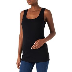 Supermom Dames T-shirt zonder mouwen, vierkante hals, Zwart - P090