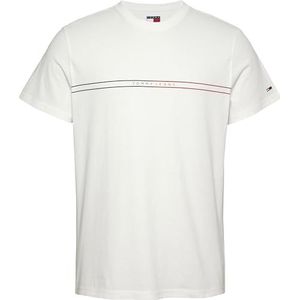 Tommy Jeans TJM SLIM ENTRY GRAPHIC TEE EXT S/S heren T-shirt, wit, M, wit (ecru), M, Wit (ecru), M