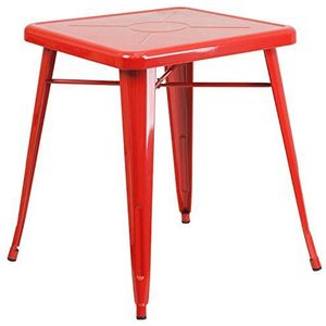 Flash Furniture Vierkante tafel voor binnen en buiten, metaal, rood, 64,77 x 63,5 x 15,24 cm