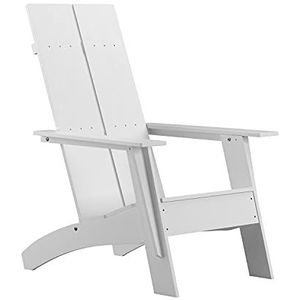 Flash Furniture Sawyer Adirondack Moderne stoel van polyhars en hout, wit