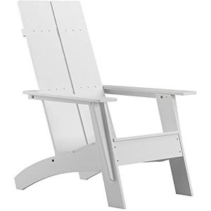Flash Furniture Sawyer Adirondack Moderne stoel van polyhars en hout, wit