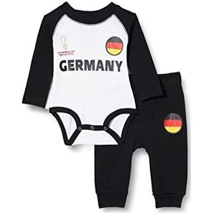 FIFA Wereldkampioenschap 2022 baby romper en broek met lange mouwen, Duitsland, zwart, wit, 3,6 maanden