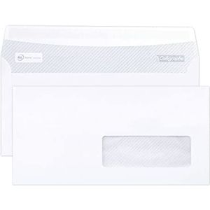 Calligraphe (assortiment Clairefontaine) 693C – box met 500 witte enveloppen, DL-110 x 220 mm, zelfklevend, 80 g/m² – kijkvenster van kristalpapier, 35 x 100 cm (positie 20/20)