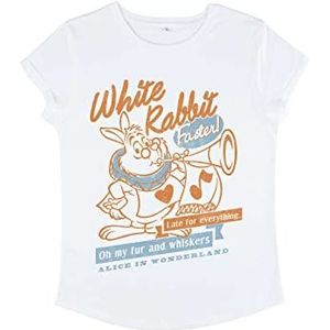 Disney Alice in Wonderland White Rabbit T-shirt met rollawaai voor dames, Wit