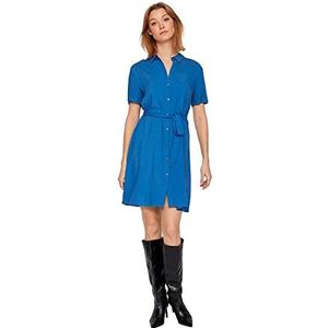 Vila Vipaya S/S Shirt Dress/Su - Noos Damesjurk, Vederblauw.